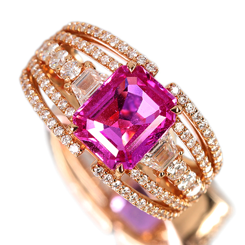 ピンクサファイア 約3.6ct ダイヤモンド 1.2ct ピンクゴールド リング