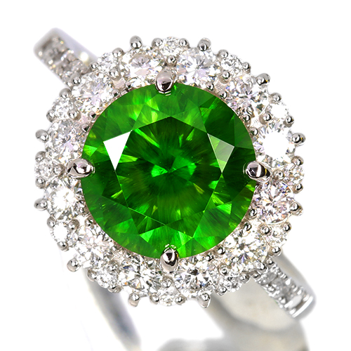 ロシア産デマントイドガーネット 約3.3ct ダイヤモンド 0.6ct プラチナ
