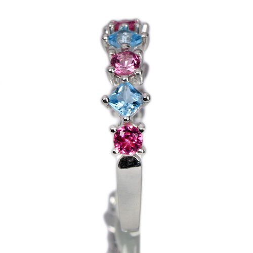 ブルートパーズ&ピンクトルマリンホワイトゴールド エタニティリング
