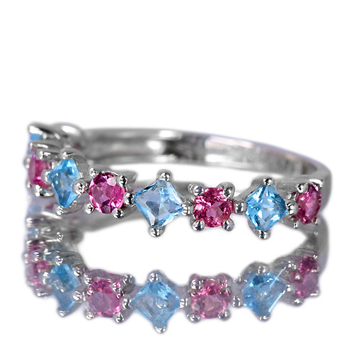 ブルートパーズ&ピンクトルマリンホワイトゴールド エタニティリング