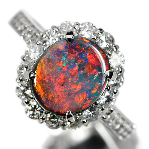 オーストラリア産ブラックオパール 1.7ct ダイヤモンド プラチナ