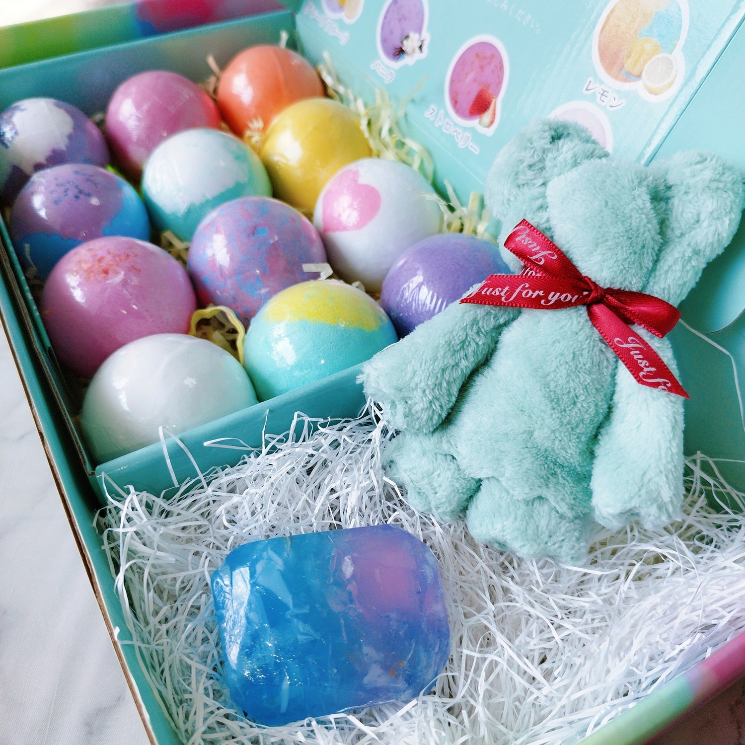 Relysia®バスボム 宝石石鹸 ベアタオルセット ギフトBOX3点セット