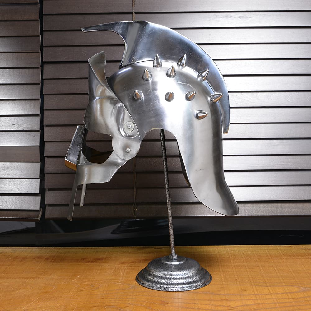 Gladiator ヘルメット 古代ローマ 剣闘士 西洋甲冑 スタンド付き 棘