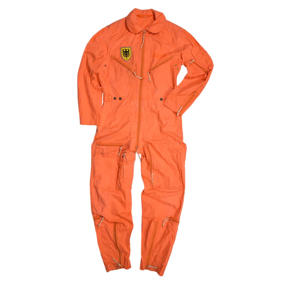 ドイツ軍放出品 フライトスーツ 国章付き オレンジカラー つなぎ C