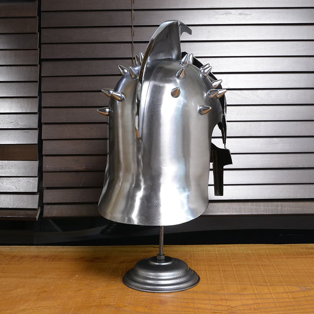 Gladiator ヘルメット 古代ローマ 剣闘士 西洋甲冑 スタンド付き 棘
