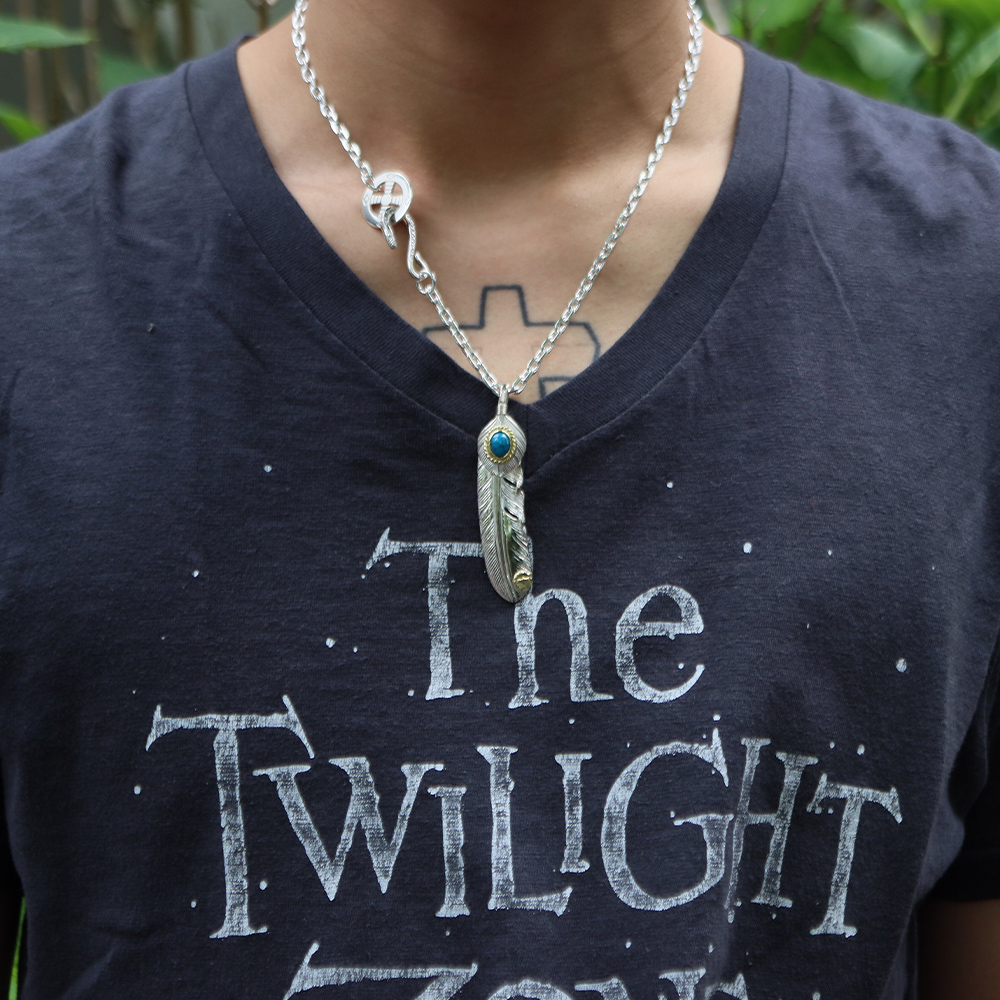 TADY&KING[ORDER ITEM]特大ハートSVフェザー金縄スパイダーターコイズ