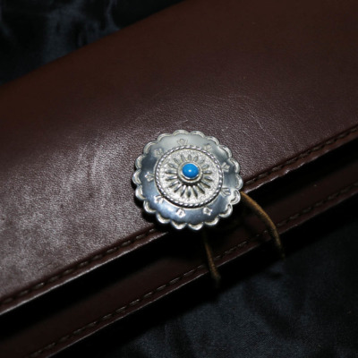 TADY&KINGレザー用カスタムパーツフラワーコンチョSV 銀縄ターコイズ