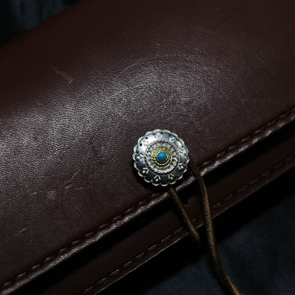 TADY&KINGレザー用カスタムパーツフラワーコンチョSV 金縄ターコイズ