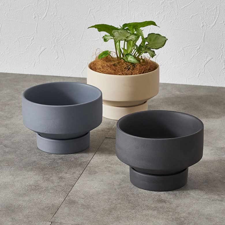 植木鉢 陶器 マット 4号鉢 受皿 底穴あり 小型 ロータイプ 約 W 11.5cm