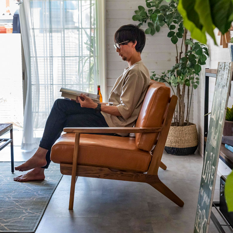 ソファ 2人掛け 本革 木 幅 125cm キャメル ブラウン [91479]【 レザー