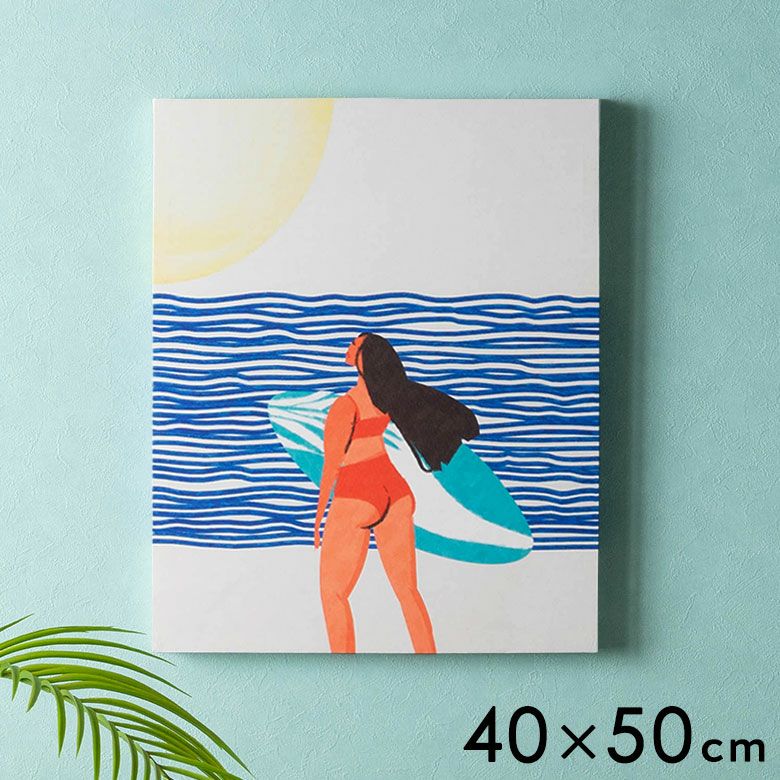 ビビッドオレンジが弾けるレトロポップな西海岸サーフアートパネル