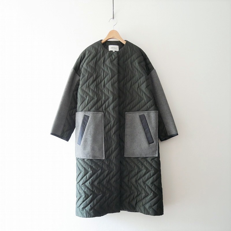 ENFOLDのPEタフタ ノーカラーコート
