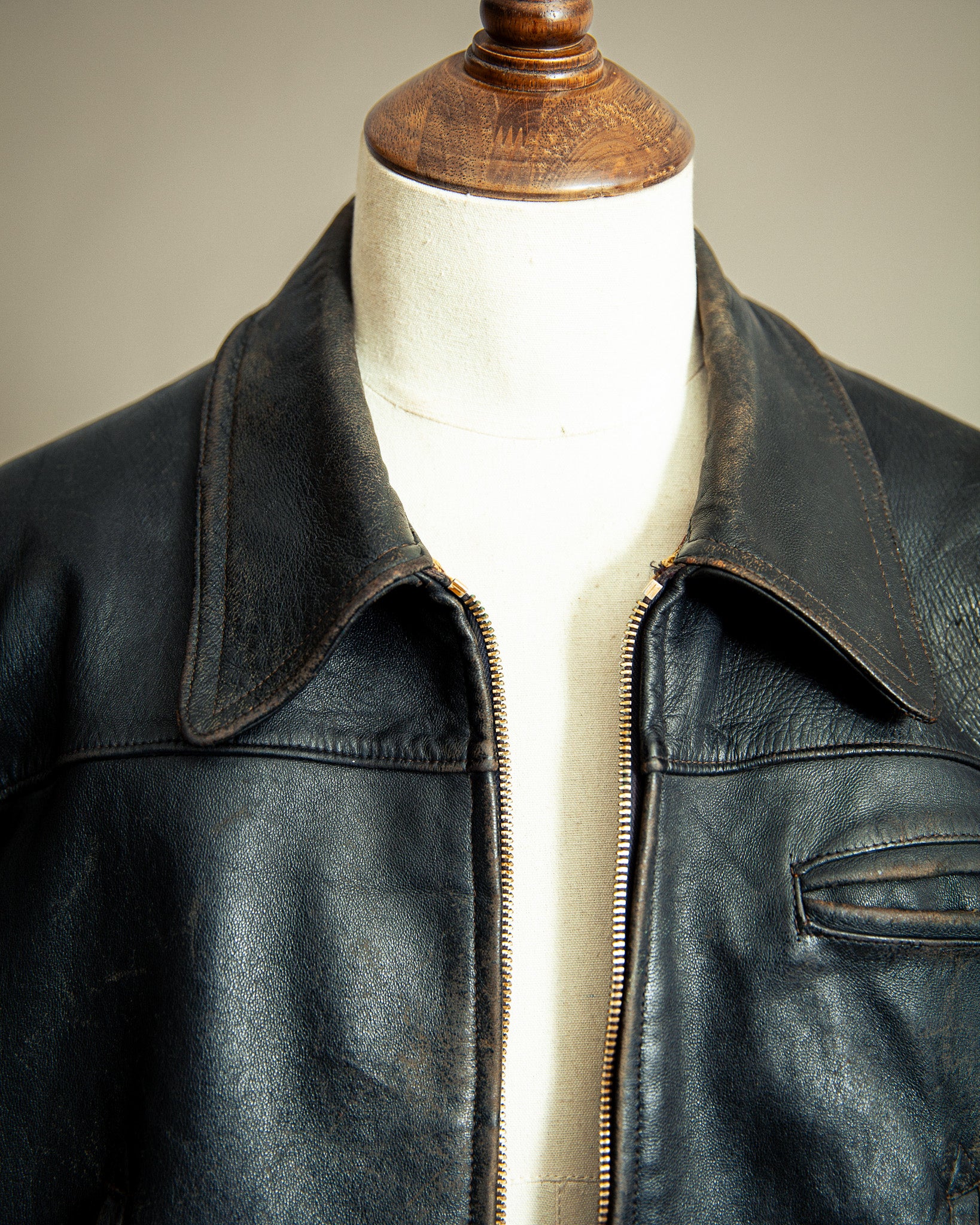 1940s Vintage French Aviator Leather Jacket – Eclair Zips – Revive