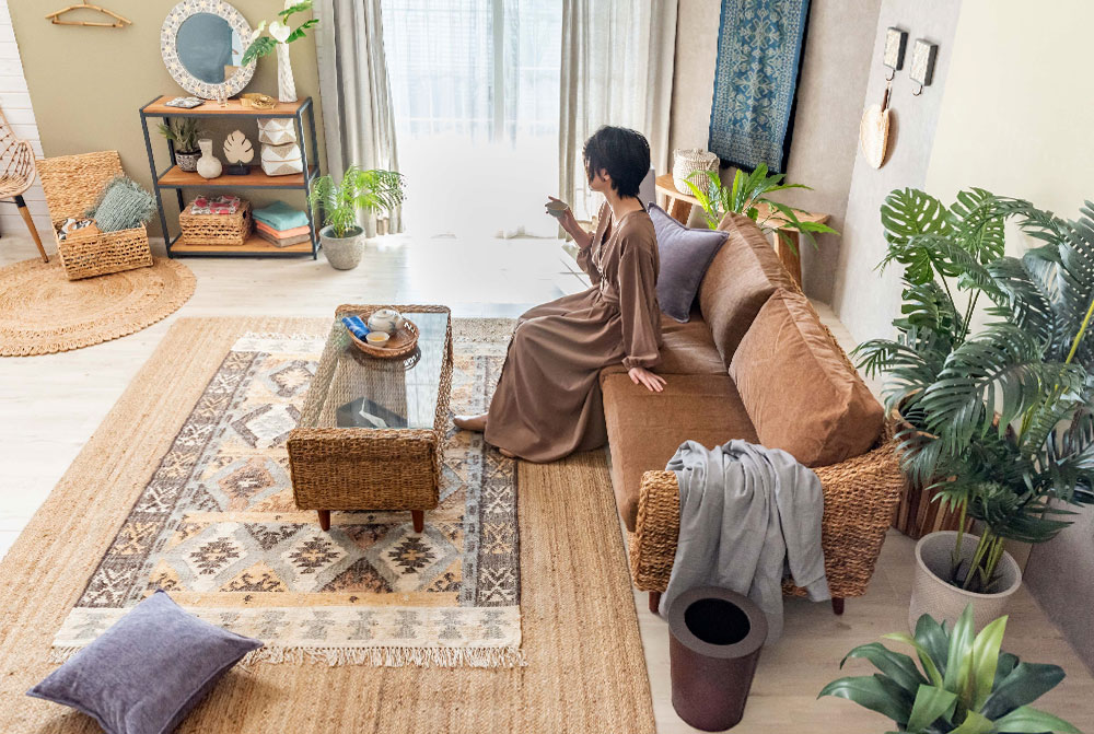 インテリアコーディネート例｜#061｜暖色系でまとめたボヘミアン