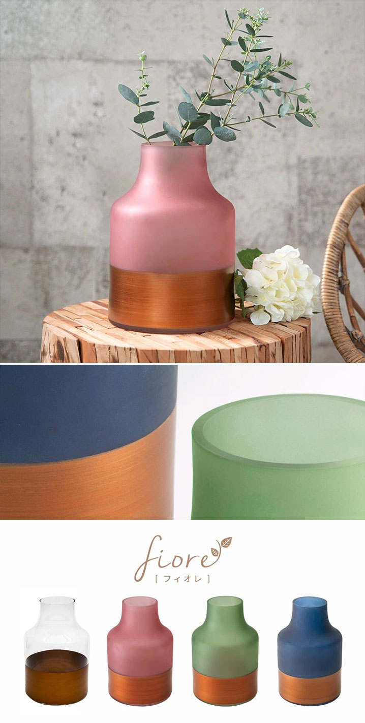 花瓶 フラワーベース 高さ22cm ボトルタイプ ツートンカラー クリア