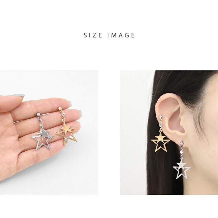 ダブルスターチャームピアス 14G 16G オリジナル0160 スター 星