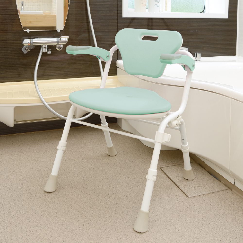 やわらかシャワーチェア クレオ折りたたみ(防カビプラス) 肘掛付520