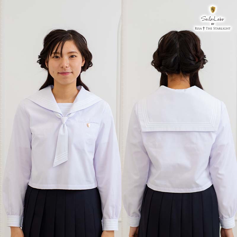 なめらか深型 ホワイト白3本線セーラーえり RISA Milk | 制服通販リサ