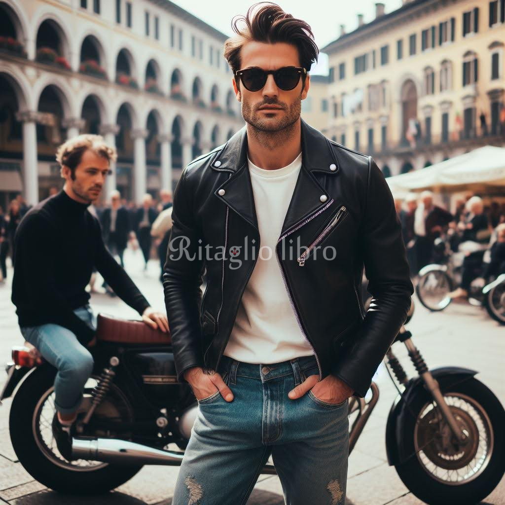 ブラックレザーライダース×デニムで仕上げるヴィンテージ風カジュアル