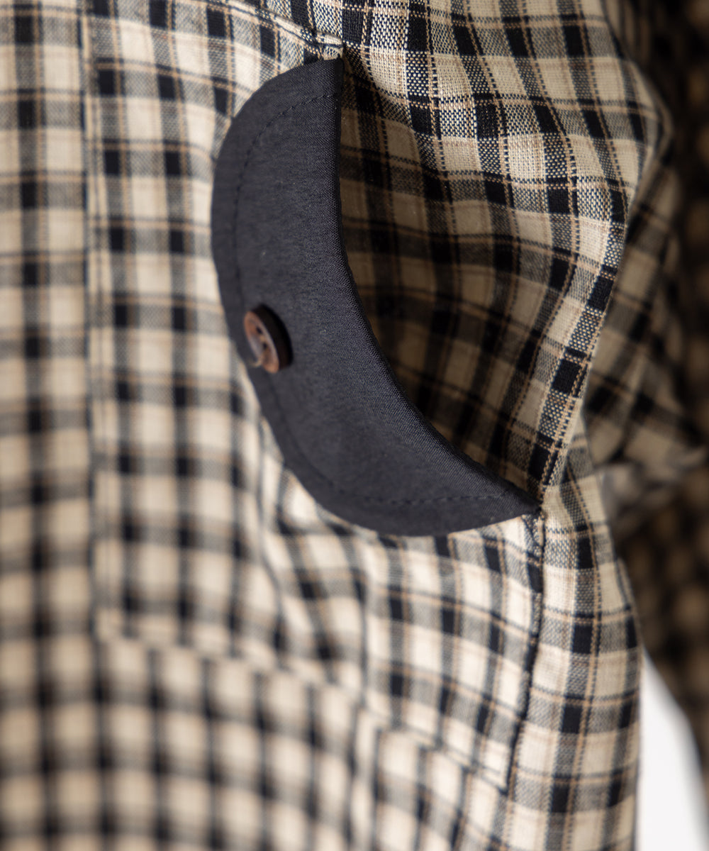 配色切り替えチェックシャツ