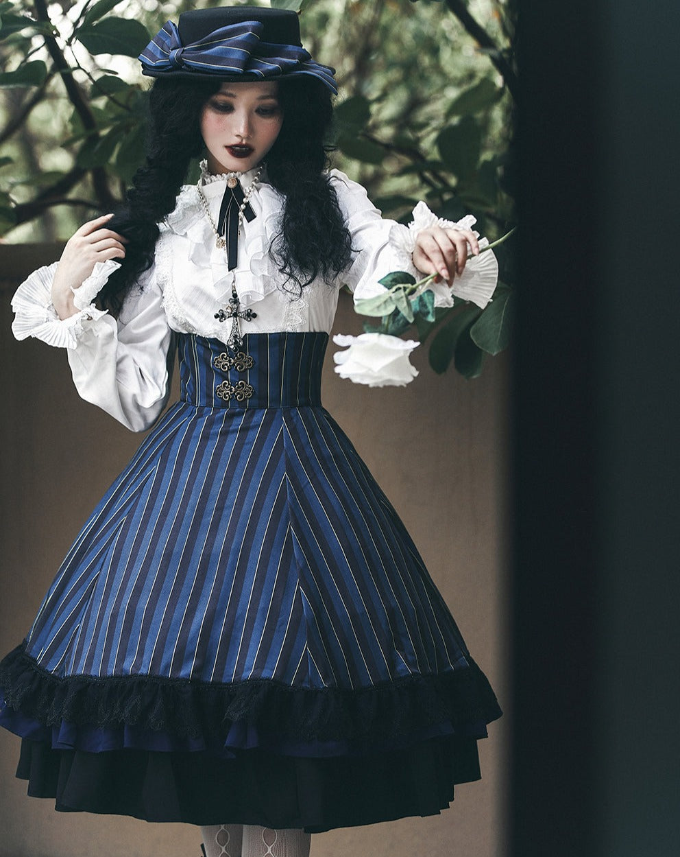 受注予約1/7まで】領主貴族のゴスロリ縦縞ハイウエストスカート
