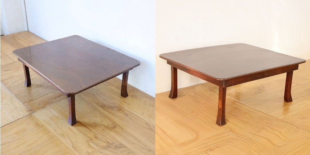 R1168:折りたたみ脚を修理し、天板も美装。思い出の座卓をレストア