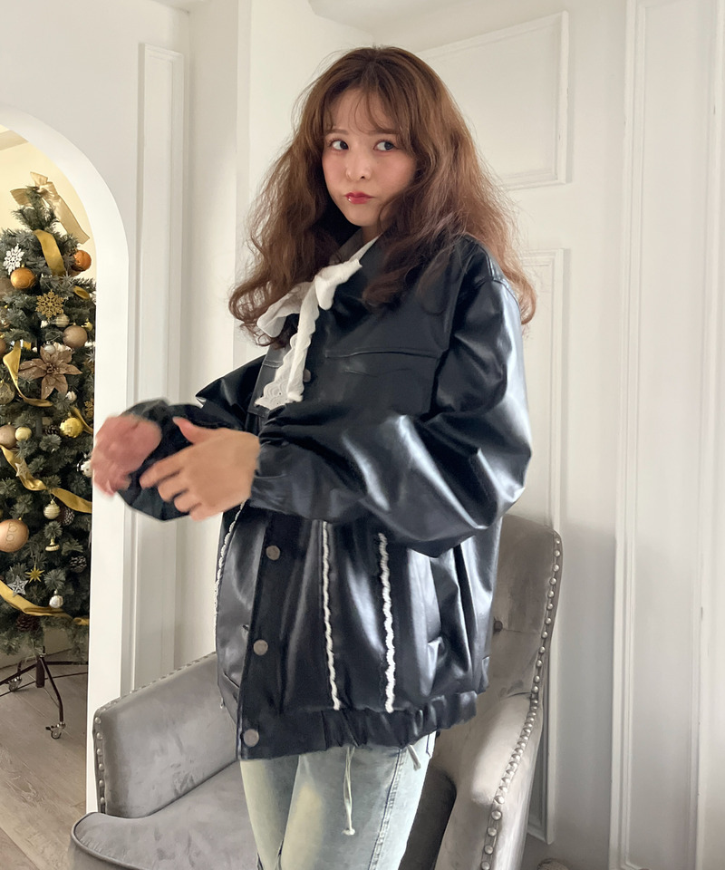 ハートルーズフェイクレザージャケット｜MORE self LOVE モアセルフ