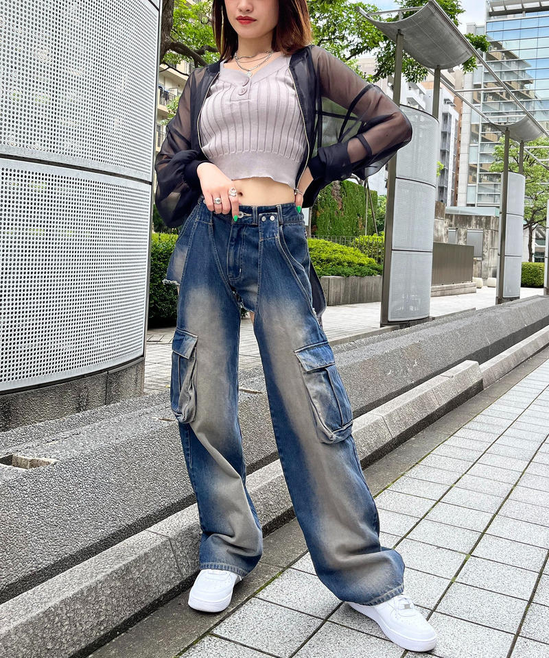 2WAYカーゴオーバーダイデニム｜SPIRALGIRL スパイラルガール 商品詳細