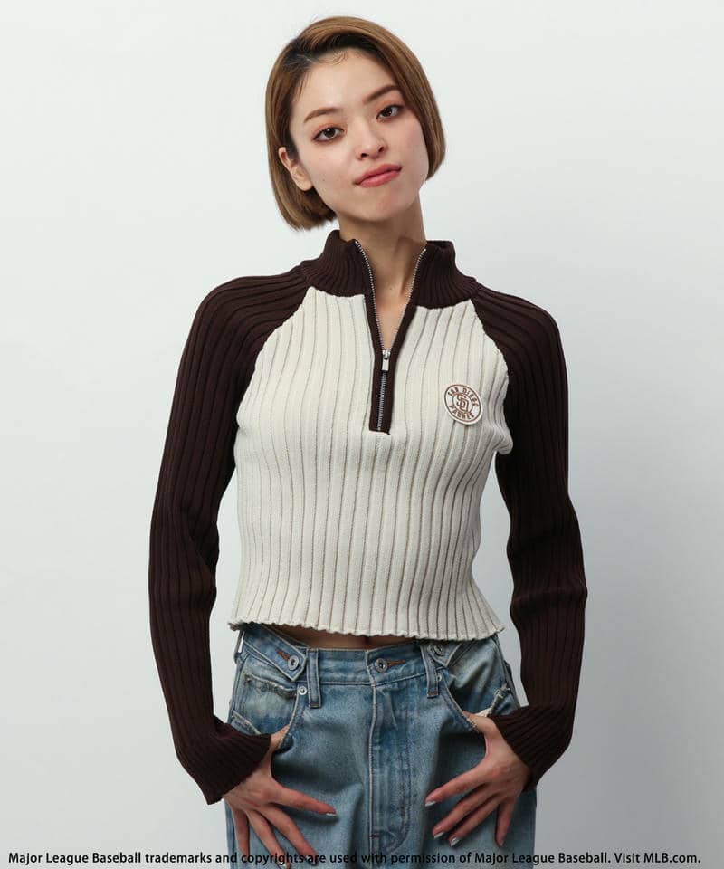 MLB】サークルロゴハーフZIPニットトップス｜BACK TO THE FIELD バック