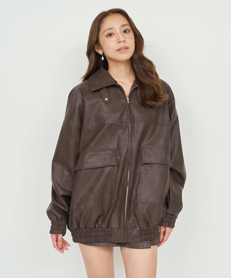 フェイクビンテージレザー2wayジャケット｜ROYAL PARTY ロイヤル