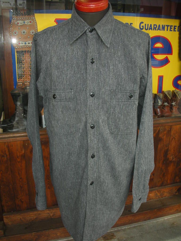 1950'S BIG YANK BLACK CHAMBRAY SHIRT - ROCK-A-HULA Vintage Clothing