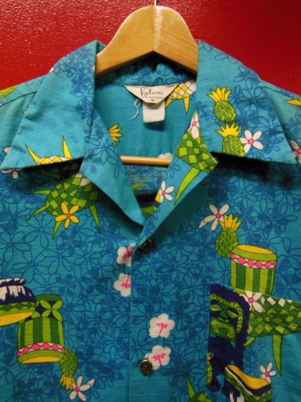 50S60S 米国ハワイ製 ビンテージ KIILANI ティキ パイナップル柄