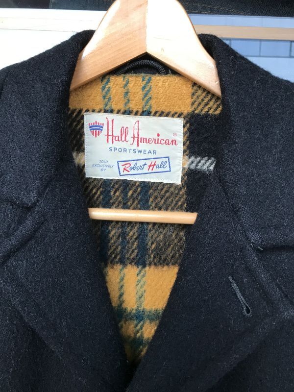 1950'S Hall American ROBERT HALL BLACK WOOL CAR COAT SIZE/M - ROCK