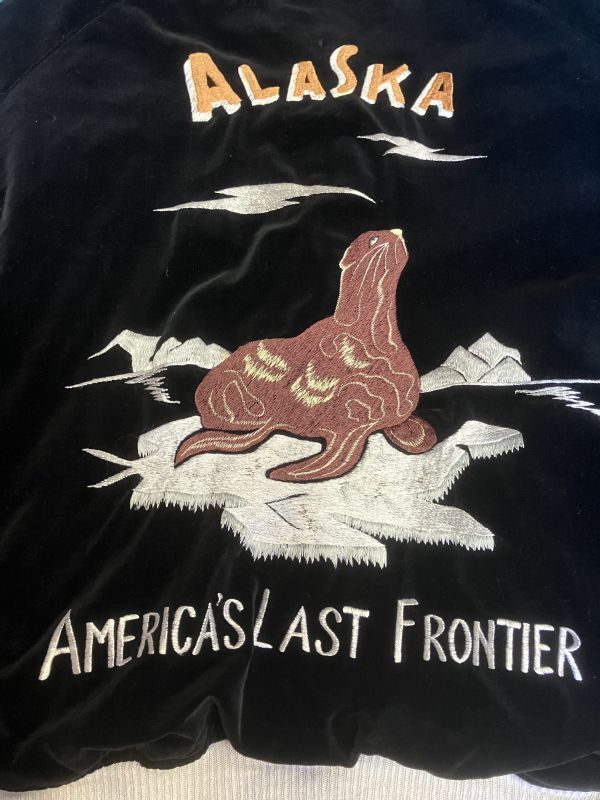 1950'S ALASKA EMBROIDERED JAPANESE SOUVENIR JACKET SIZE/XL/ 別珍