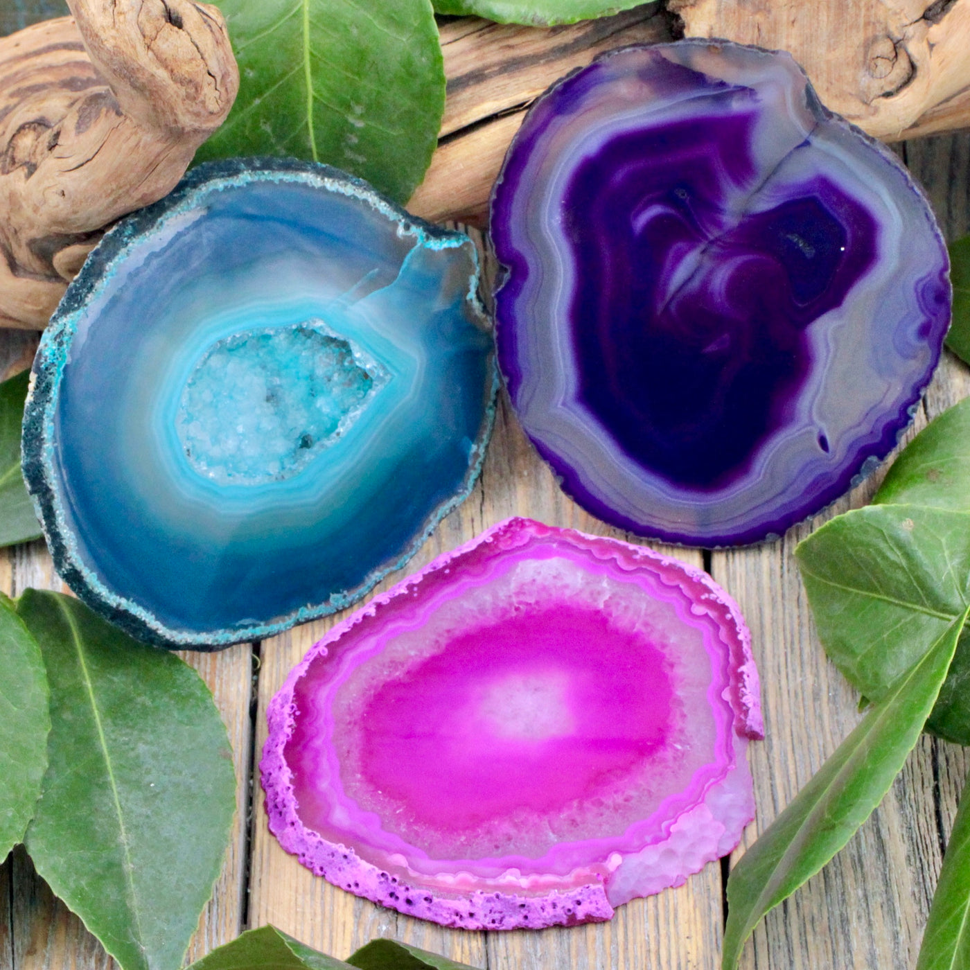 Dyed Agate Slice Trio – RockMama.com