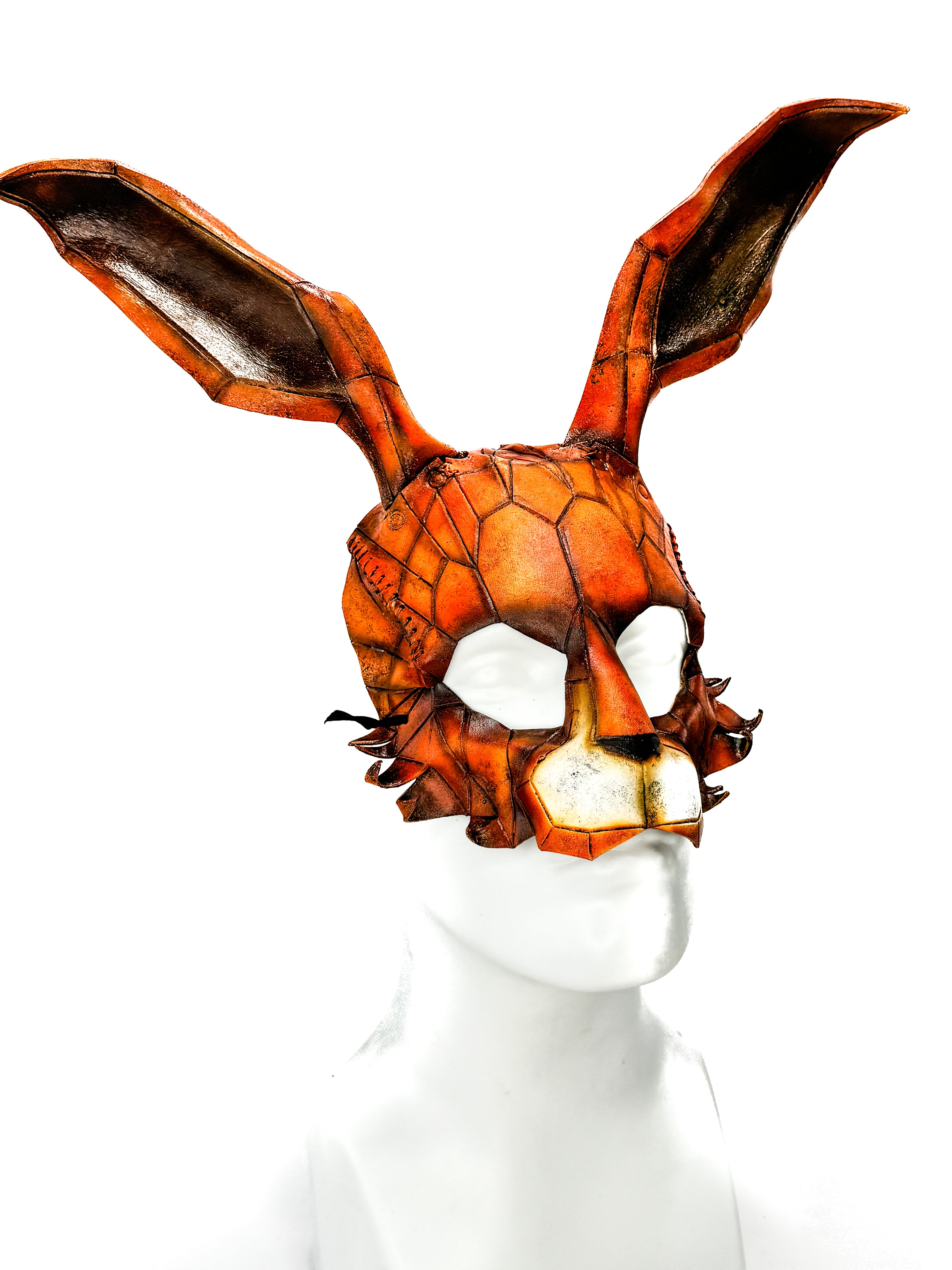 In Stock - Geometric Bunny Leather Mask in Sienna – Rockwell Masks