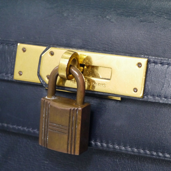 HERMES 78sケリー28 外縫い ボックスカーフ（濃紺） – Vintage Shop Rococo