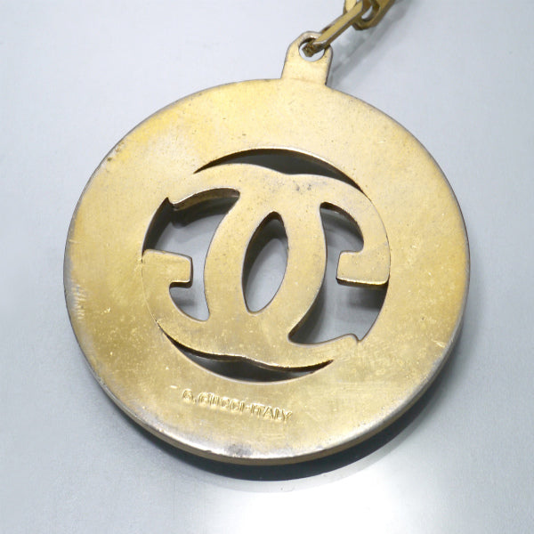 OLD Gucci GGロゴ×シェリープレートキーホルダー（ゴールド