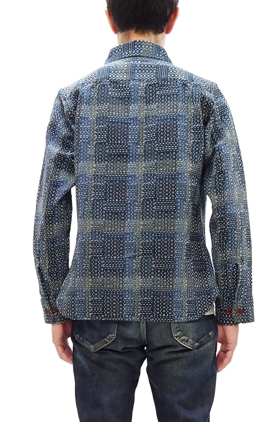 Studio D'Artisan Men's Heavyweight Jacquard Work Shirt, Sashiko