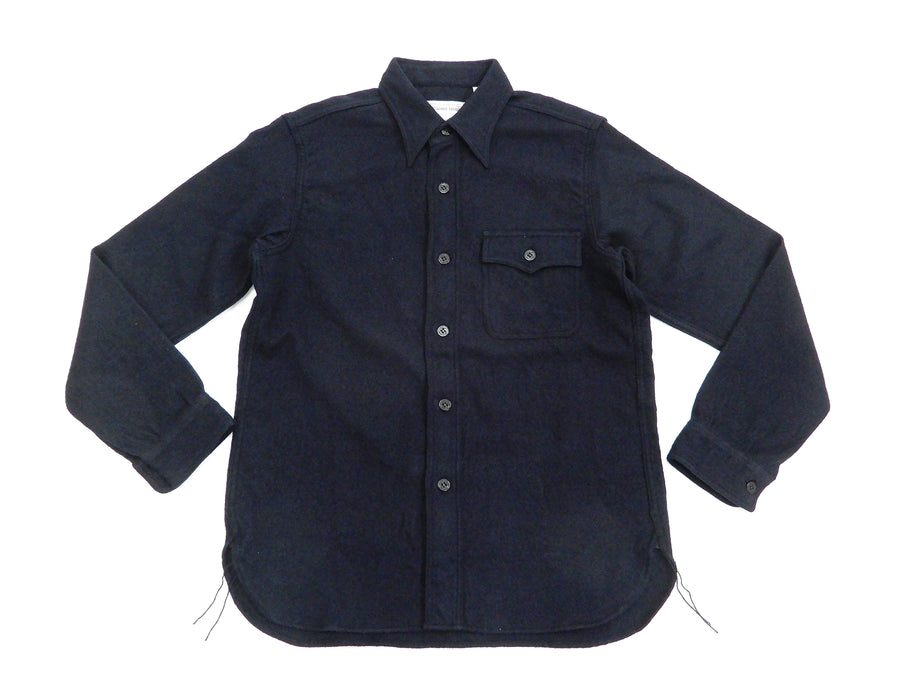 Buzz Rickson US Navy CPO Shirt Mens Plain Long Sleeve Wool-Flannel