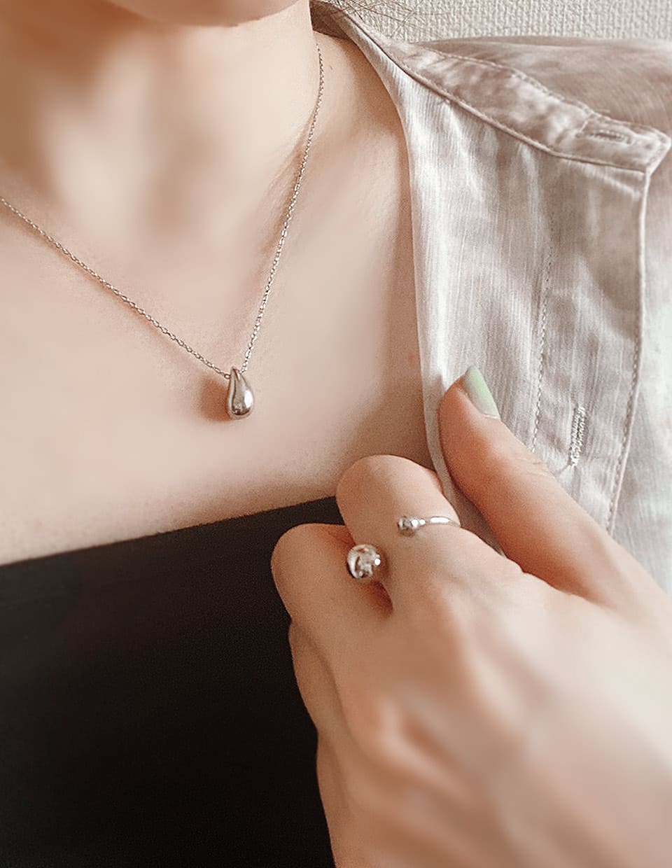 ドロップモチーフネックレス シルバー925 – 金属アレルギー対応の