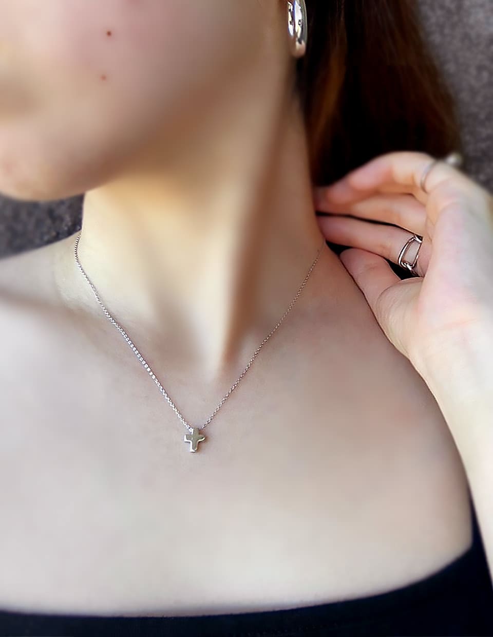 クロスモチーフネックレス シルバー925 – 金属アレルギー対応の