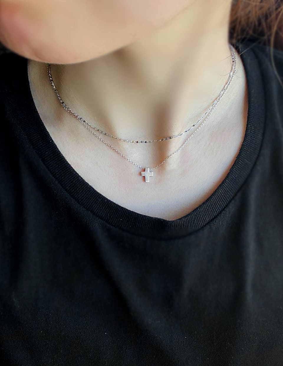 クロスモチーフネックレス シルバー925 – 金属アレルギー対応の