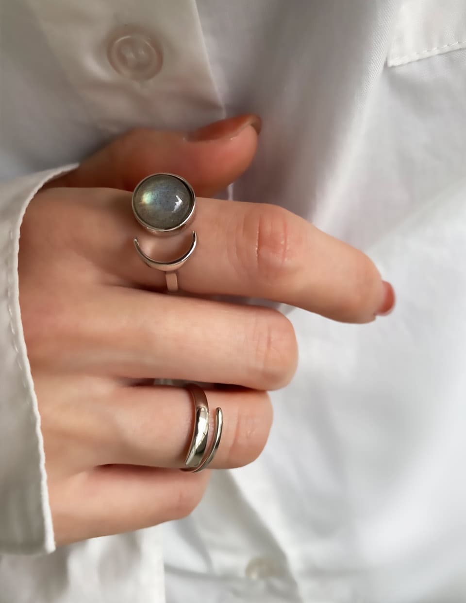 ラブラドライトリング シルバー925 – 金属アレルギー対応の
