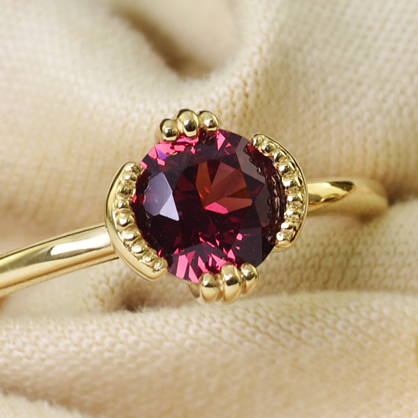 ロードライトガーネットリング「アージョ」 PT900 K18 K10対応 ローズ