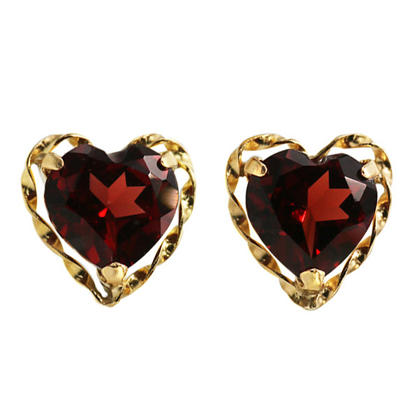 即納 K18YG 5mm ガーネット ハート ピアス フェアリーテイル 誕生石1月