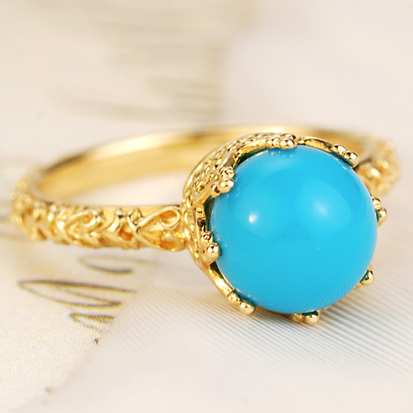 スリーピングビューティー産ターコイズ「ハート王冠リング」 PT900 K18