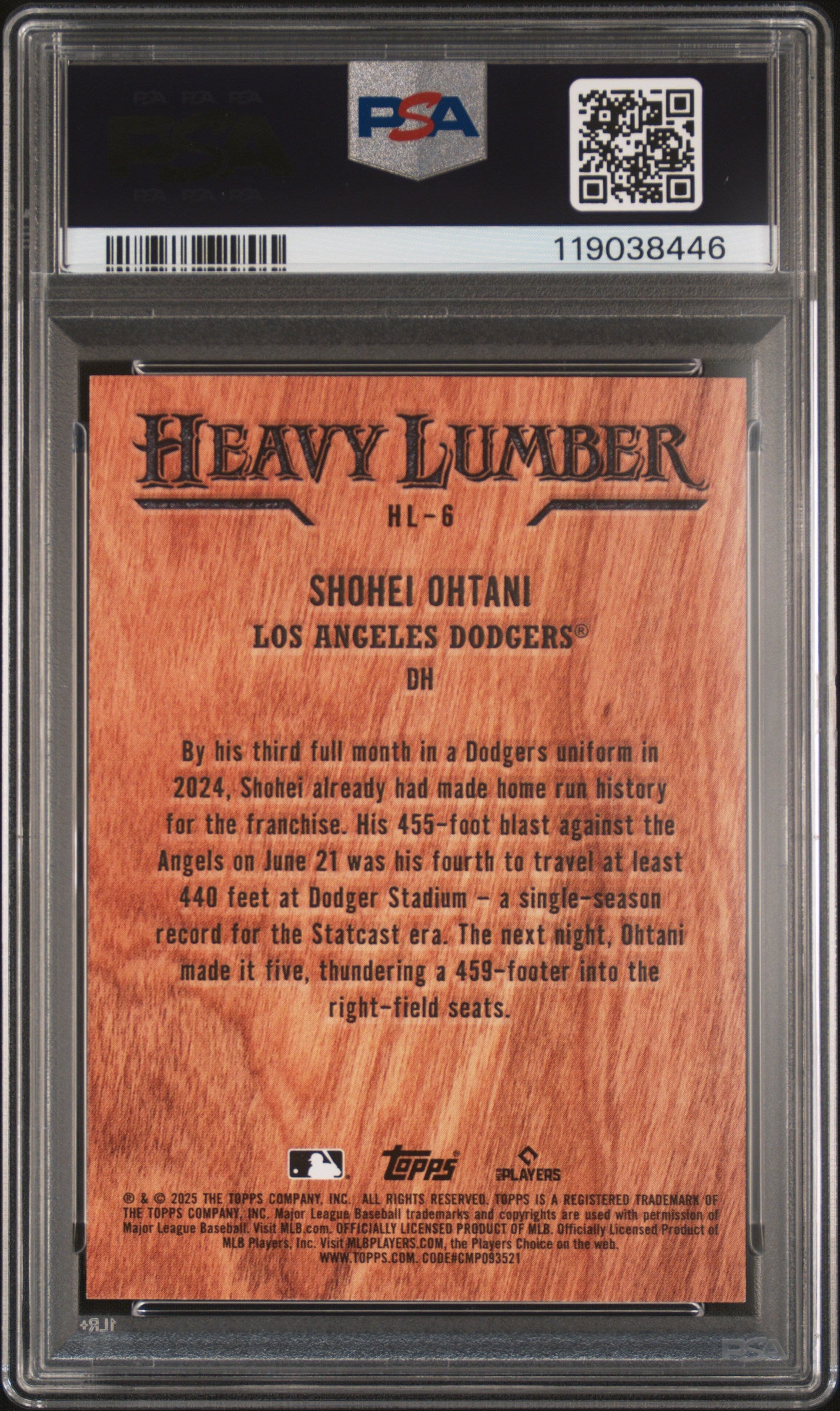 2025 Topps Heavy Lumber Shohei Ohtani #HL-6 PSA 9 – RL Sports Cards