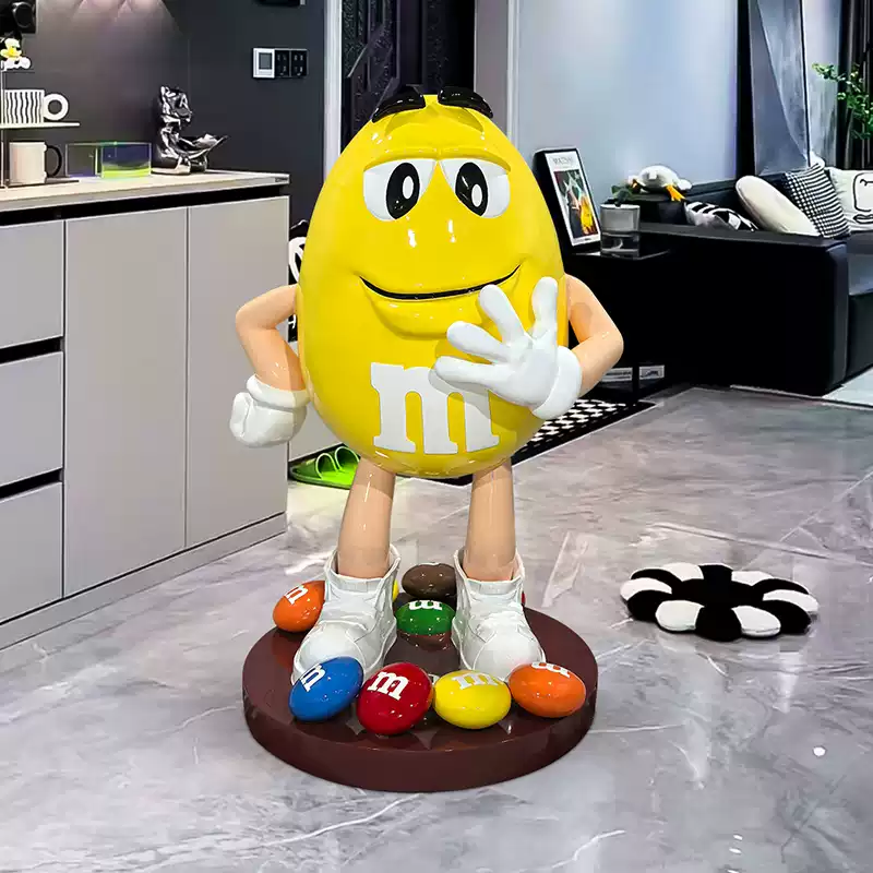 Custom Yellow M&M Statue For Candy Store Display & Decoration