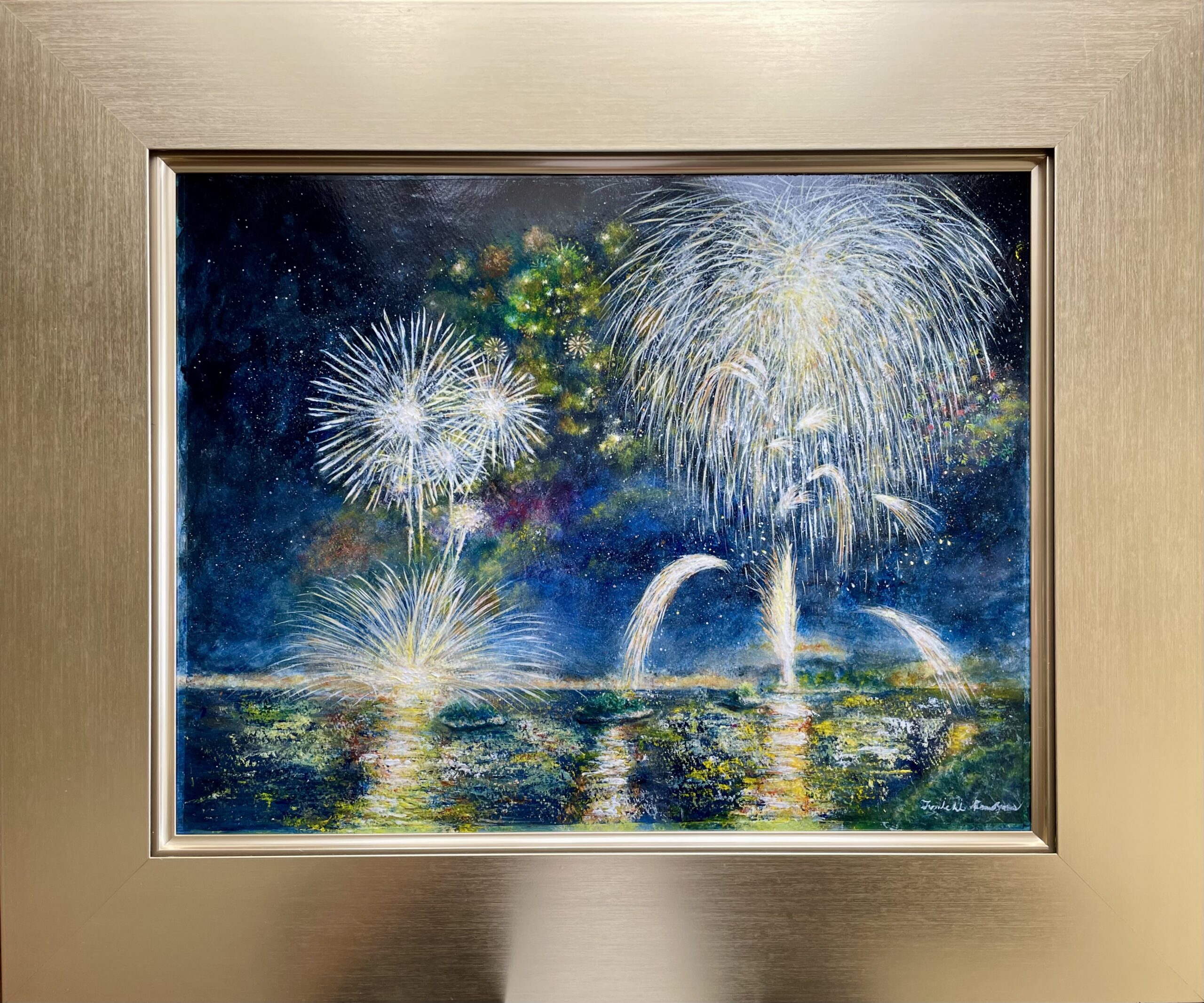 大人の趣味の絵画教室・大谷翔平と夏の風物詩の花火をアクリル絵の具で